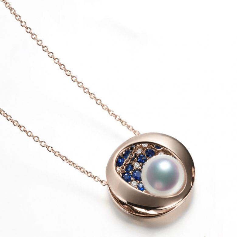Pendentif constellation seiza I Perle Akoya, diamant, saphir, or rose - 3