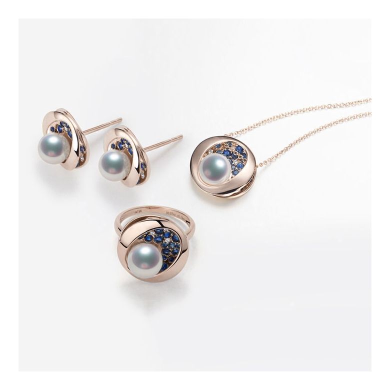 Pendentif constellation seiza I Perle Akoya, diamant, saphir, or rose - 6