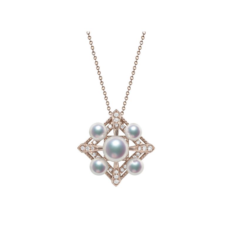 Pendentif Voyage stellaire I Perles Akoya Or rose Diamants - 2