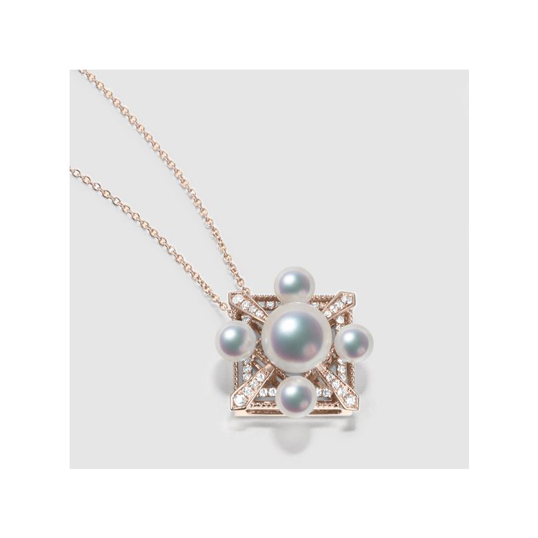 Pendentif Voyage stellaire I Perles Akoya Or rose Diamants - 5