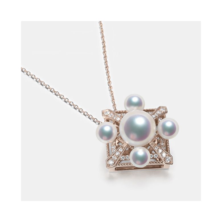 Pendentif Voyage stellaire I Perles Akoya Or rose Diamants - 6