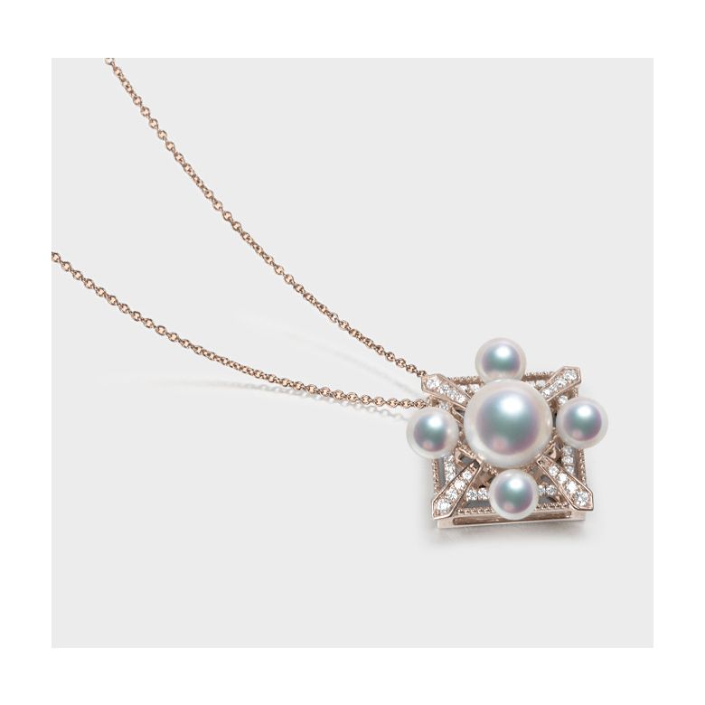 Pendentif Voyage stellaire I Perles Akoya Or rose Diamants - 8