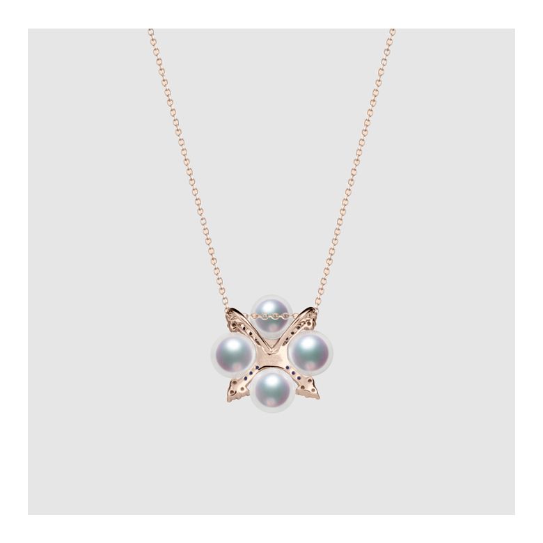 Pendentif Voyage stellaire I Perle Akoya Or rose Diamant Saphir - 4