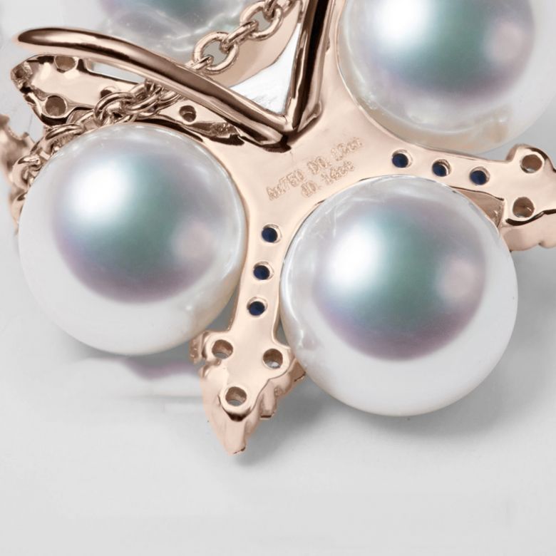 Pendentif Voyage stellaire I Perle Akoya Or rose Diamant Saphir - 6