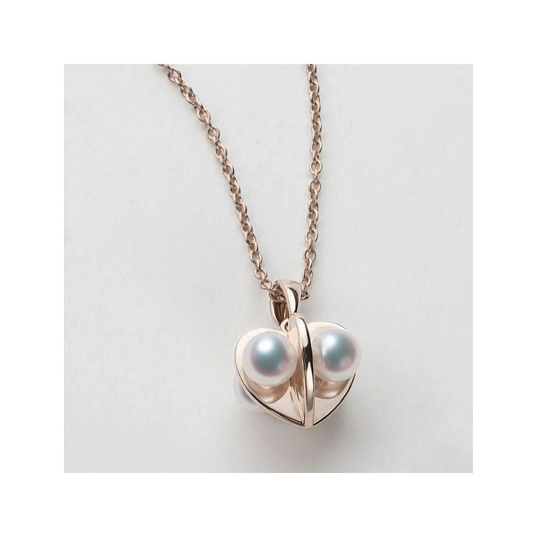 Pendentif trèfle 4 perles - 2 or rose - 2