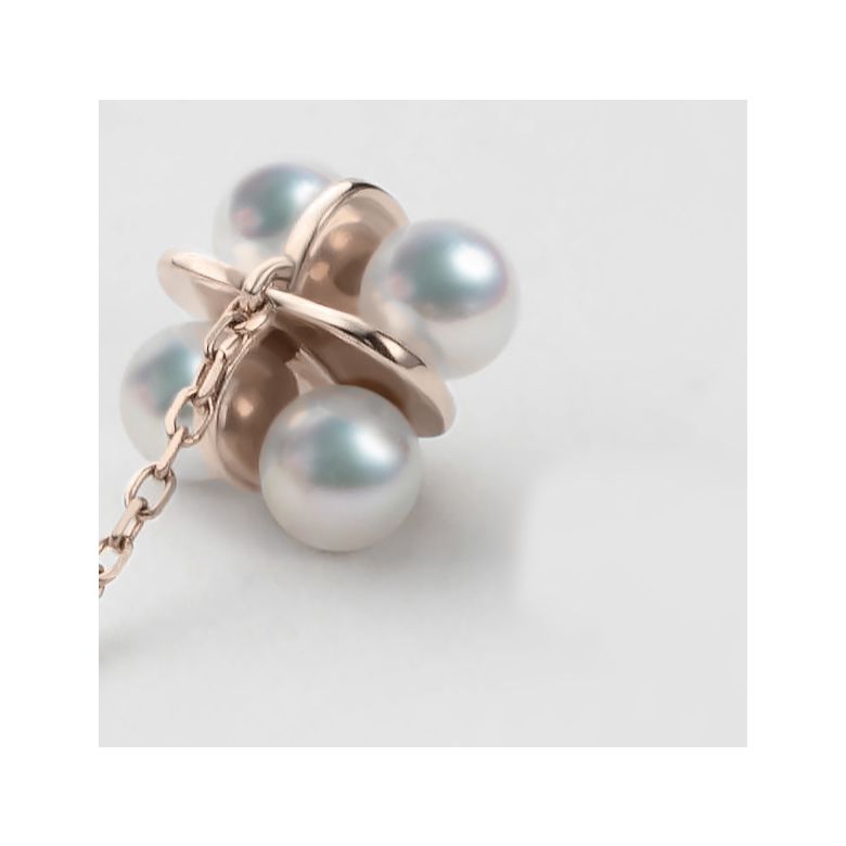 Pendentif trèfle 4 perles - 2 or rose - 5