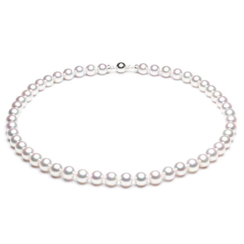 Collier perles Akoya blanches - Perle de culture du Japon - 7/7.5mm or blanc - 1