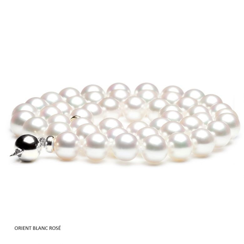 Collier perles Akoya blanches - Perle de culture du Japon - 7/7.5mm or blanc - 2