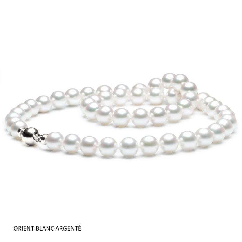 Collier perles Akoya blanches - Perle de culture du Japon - 7/7.5mm or blanc - 3