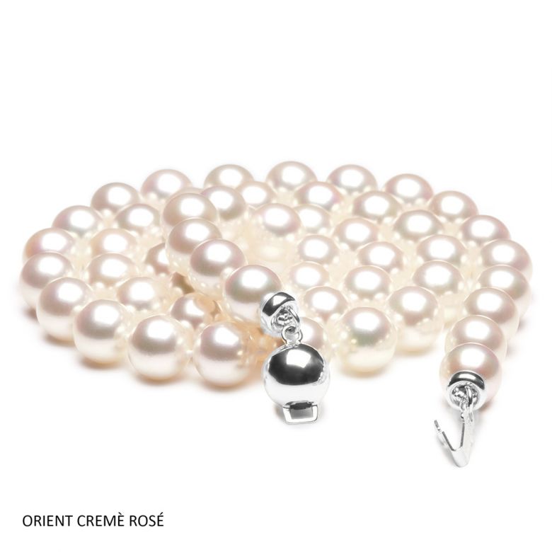 Perle collier - Collier perle blanche de mer - Perles Japon - 6.5/7mm or blanc - 5