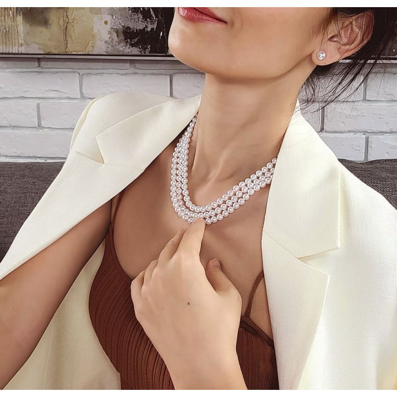 Collier Nagoya or blanc - 1