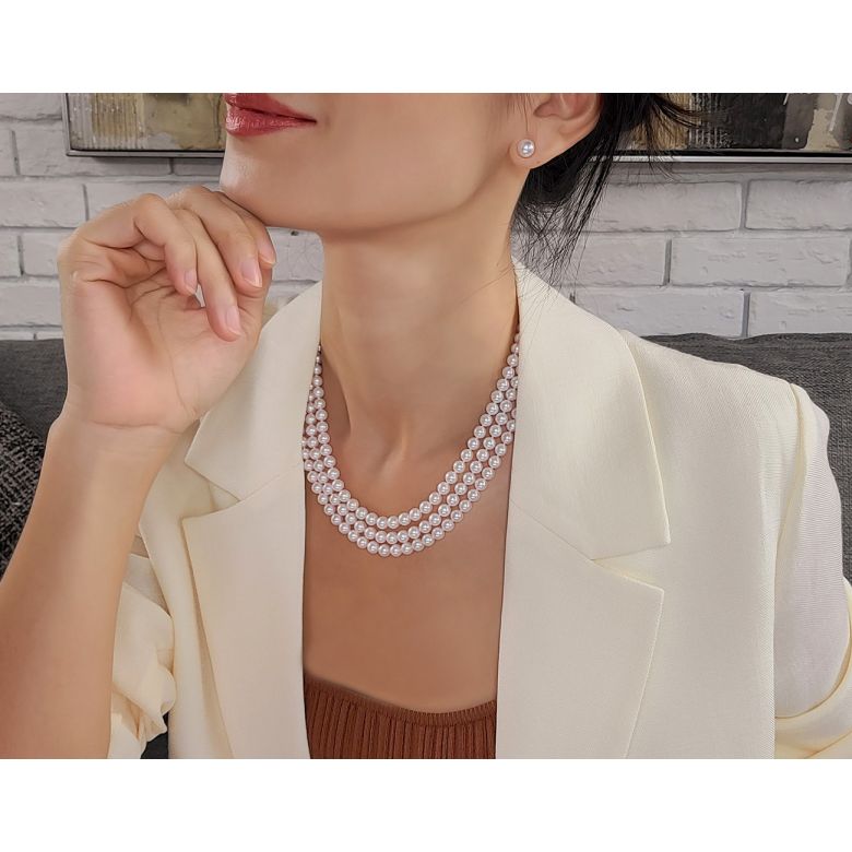 Collier Nagoya or blanc - 4