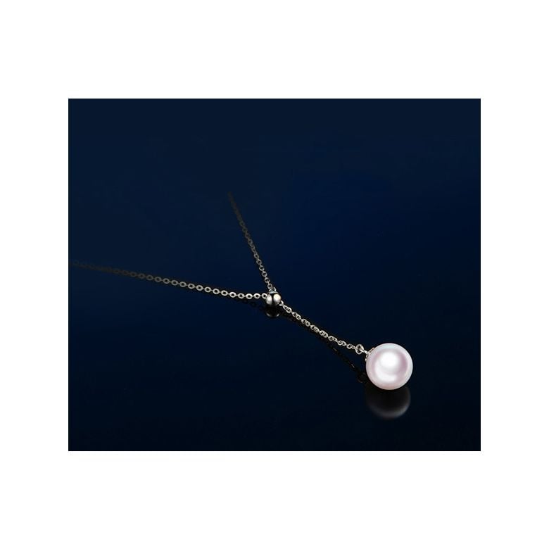 Pendentif perle Akoya 8/8.5mm. Chaîne coulissante Or blanc - 2
