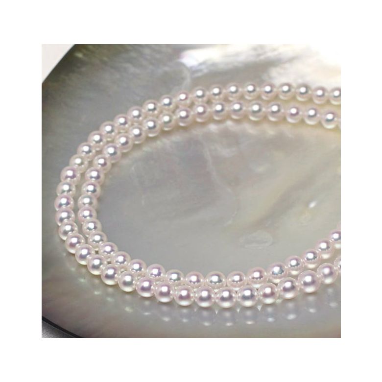 Collier double rang perles du Japon Akoya - Perle eau salée 5.5/6mm or blanc - 4