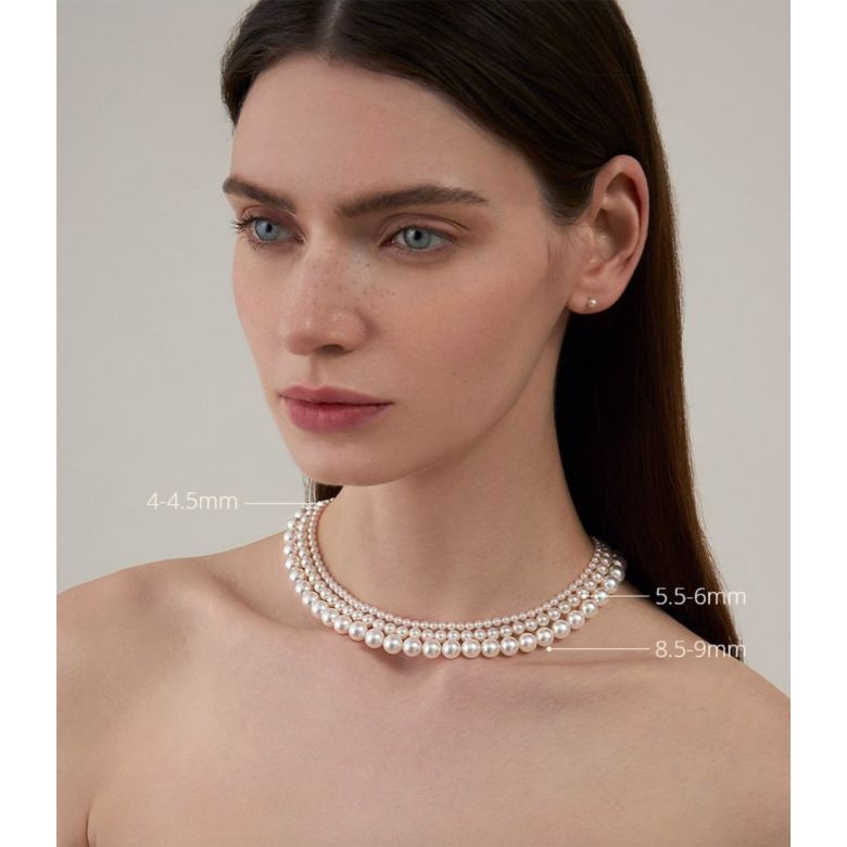 Collier de perles Akoya du Japon - 5.5/6mm - AAA or blanc - 2
