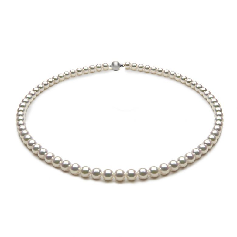 Collier de perles Akoya du Japon - 5.5/6mm - AAA or blanc - 4