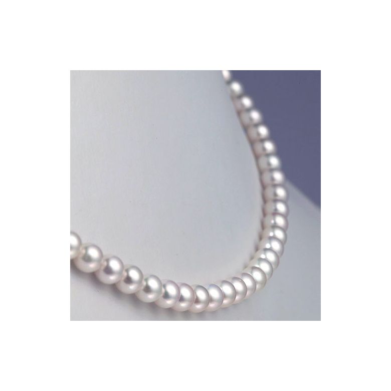 Collier de perles Akoya du Japon - 5.5/6mm - AAA or blanc - 5