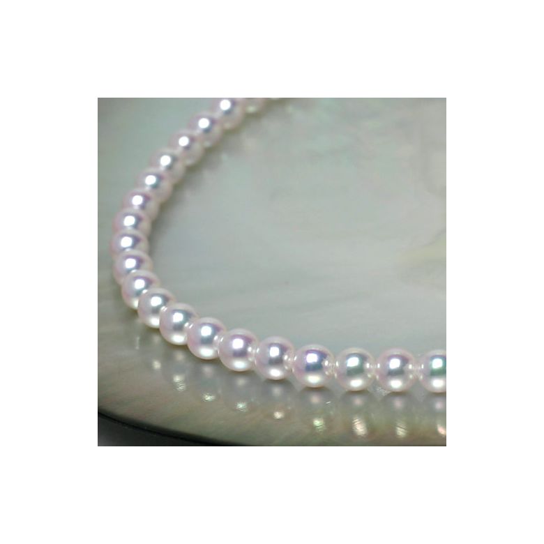 Collier de perles Akoya du Japon - 5.5/6mm - AAA or blanc - 7