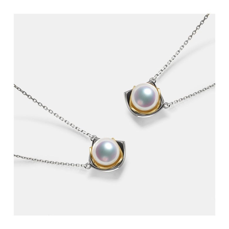 Pendentif Lotus du Japon. Perle Akoya et 2 Ors - 3