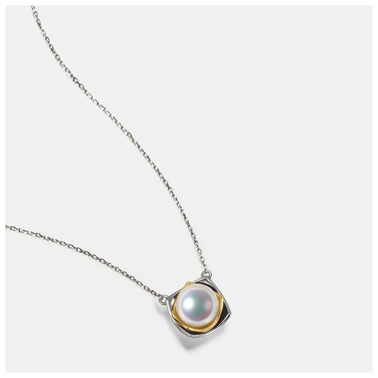 Pendentif Lotus du Japon. Perle Akoya et 2 Ors - 4