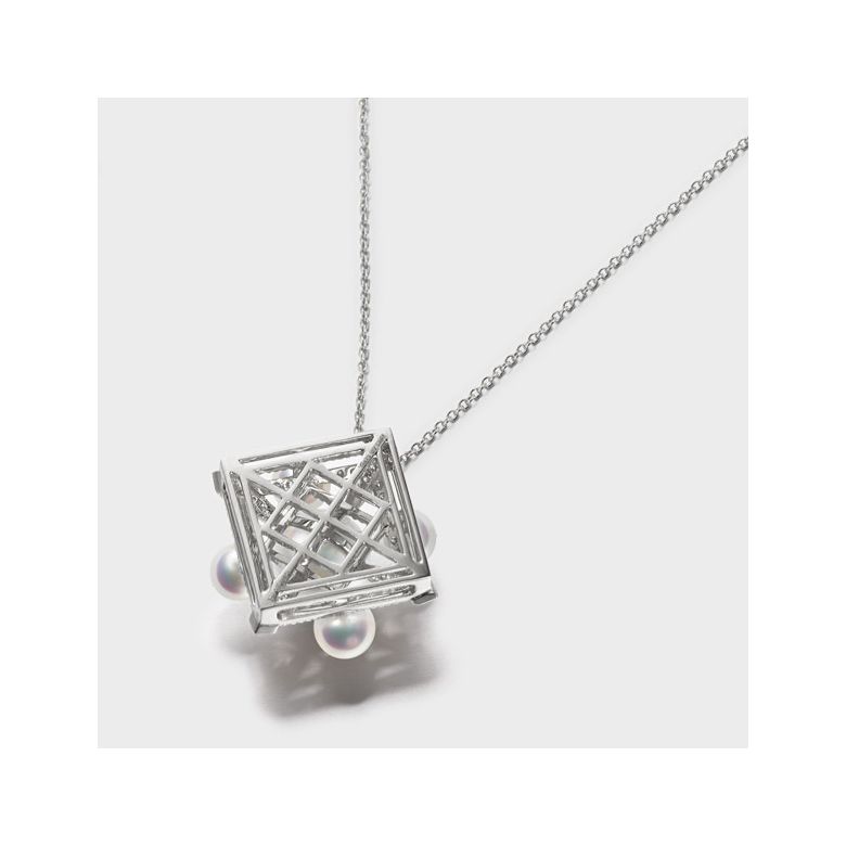 Parure de Pendentif et Boucles Oreilles Voyage stellaire. Perles Akoya, Or blanc - 6