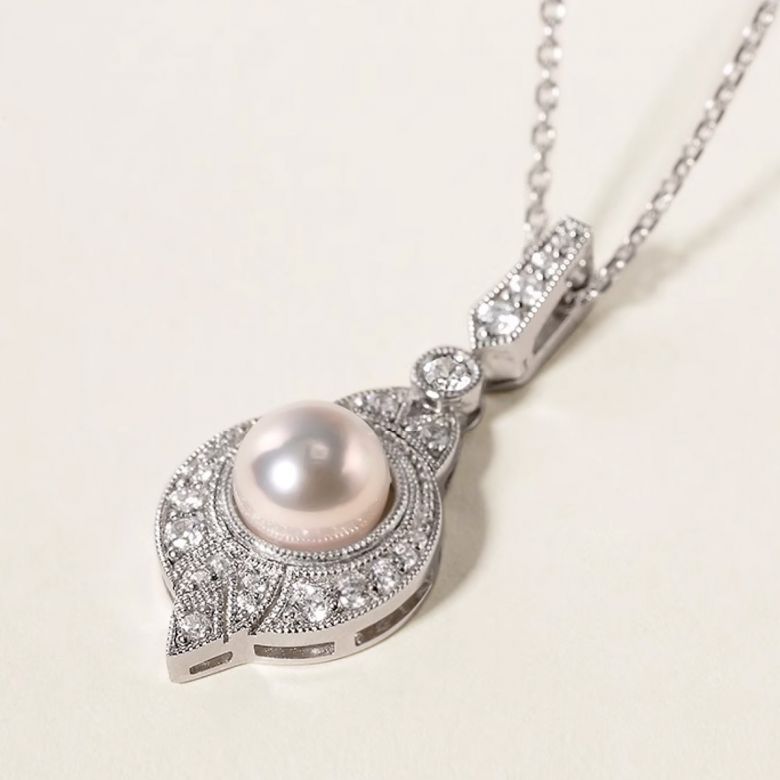 Pendentif Perle Akoya Style Art Déco 18cts - 2