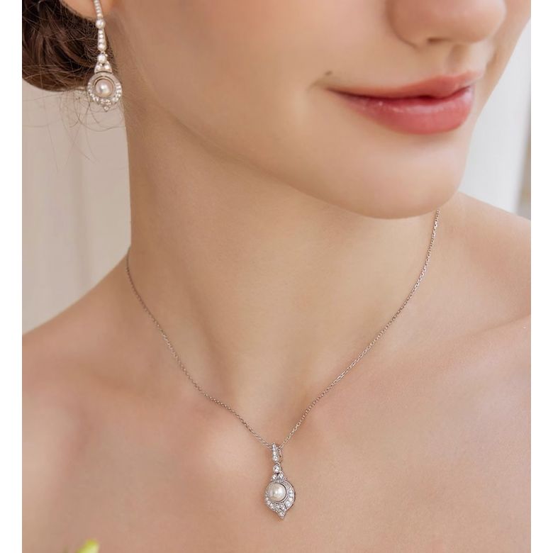 Pendentif Perle Akoya Style Art Déco 18cts - 5