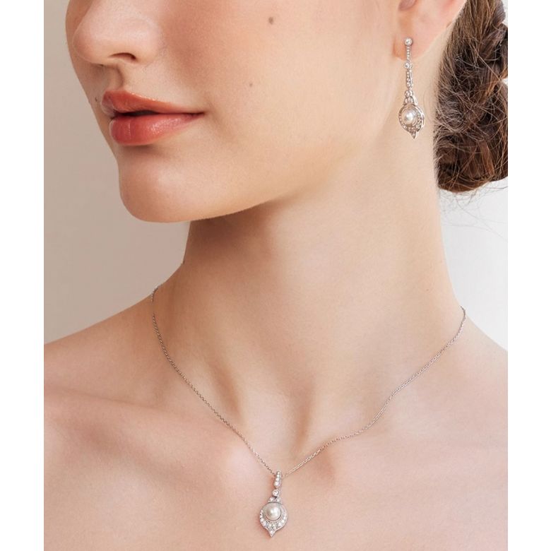 Pendentif Perle Akoya Style Art Déco 18cts - 8