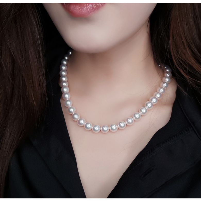 Collier perles de culture Akoya - Haute joaillerie - Perle Japon - 8.5/9mm or jaune - 3