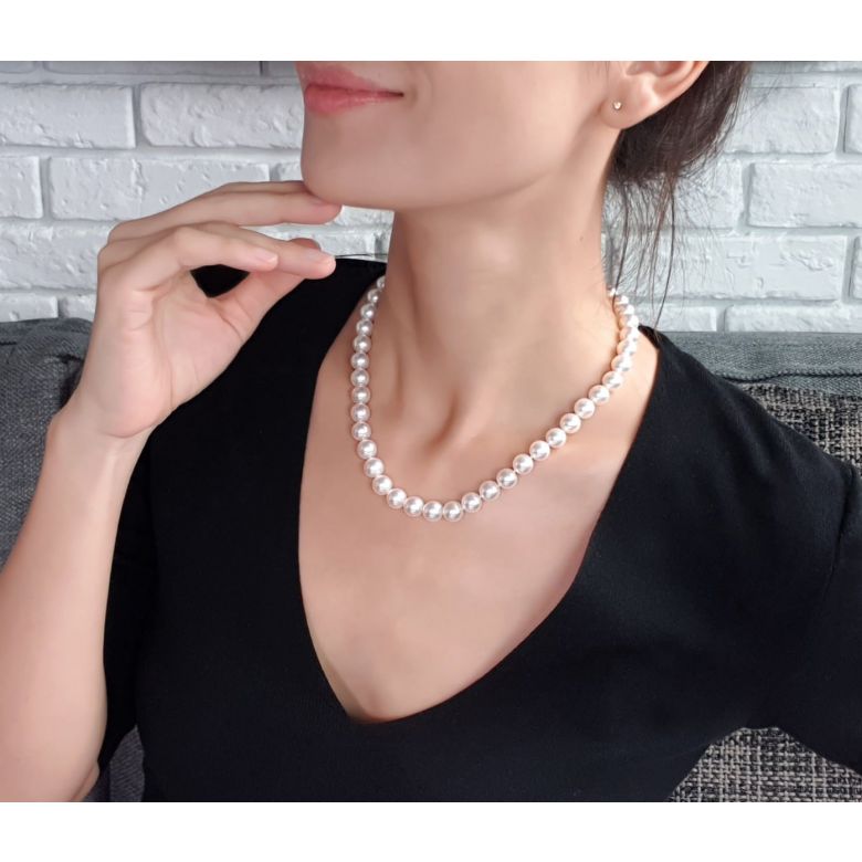 Collier luxe haute joaillerie - Perles de culture Akoya Japon - 9/9.5mm or jaune - 2