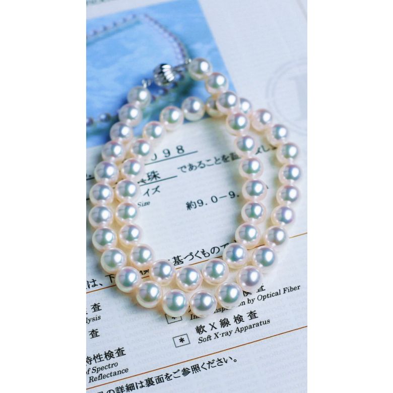 Collier luxe haute joaillerie - Perles de culture Akoya Japon - 9/9.5mm or jaune - 7