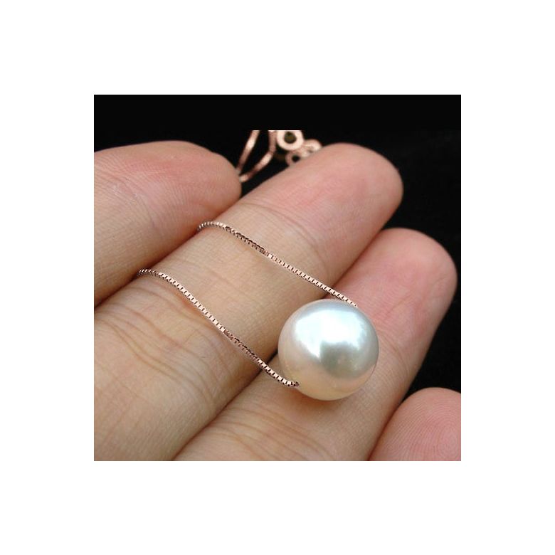 Collier pendentif perle blanche - Chaine or rose - 4