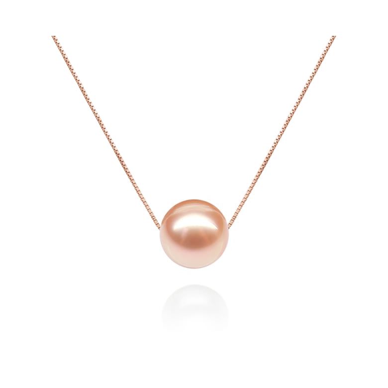 Collier pendentif perle blanche - Chaine or rose - 5