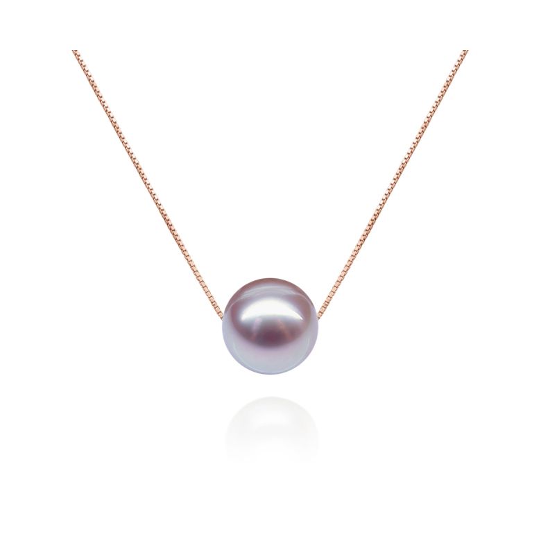 Collier pendentif perle blanche - Chaine or rose - 7