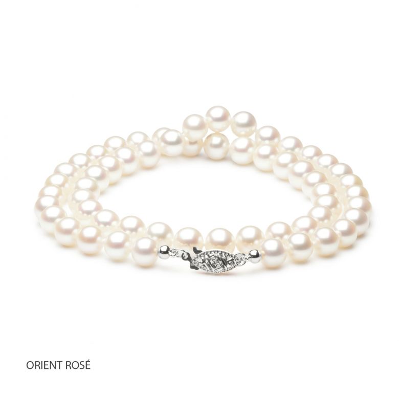 Collier mariage I Perle de culture d'eau douce blanche I 6.5/7mm, AAA or blanc - 4
