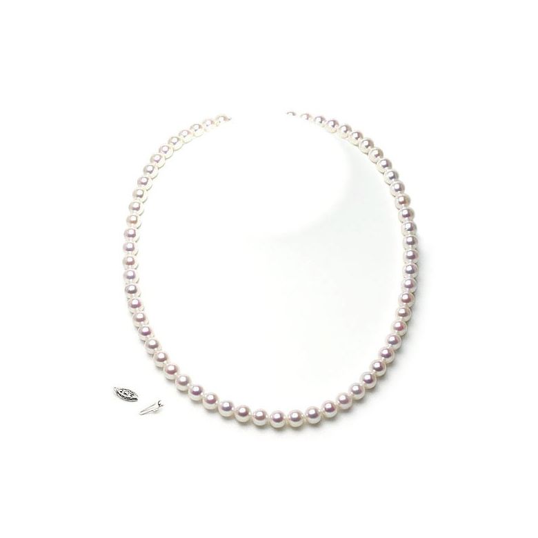 Collier mariage I Perle de culture d'eau douce blanche I 6.5/7mm, AAA or blanc - 5