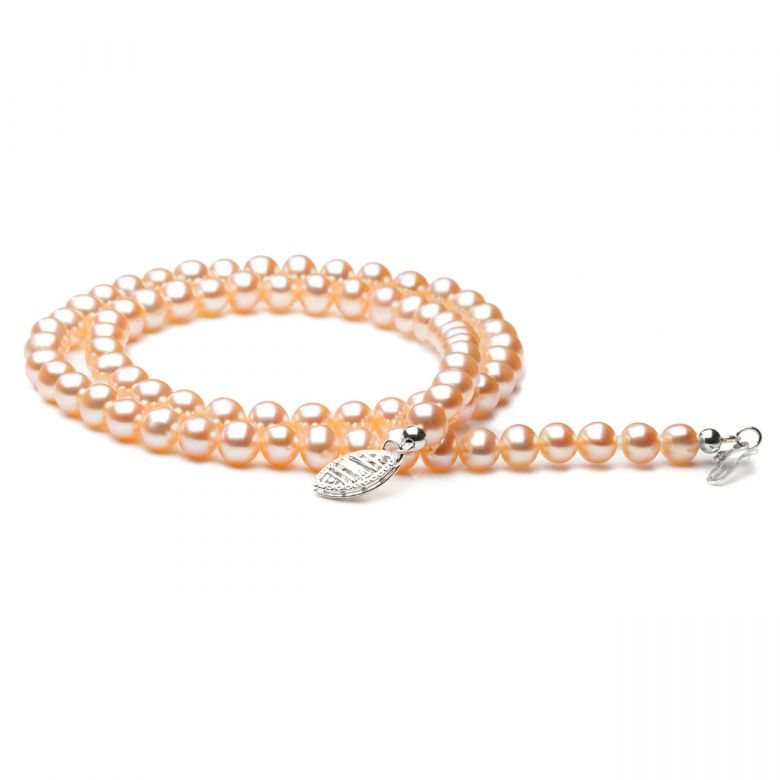 Collier perles eau douce roses - 5/5.5mm - AAA or blanc - 4