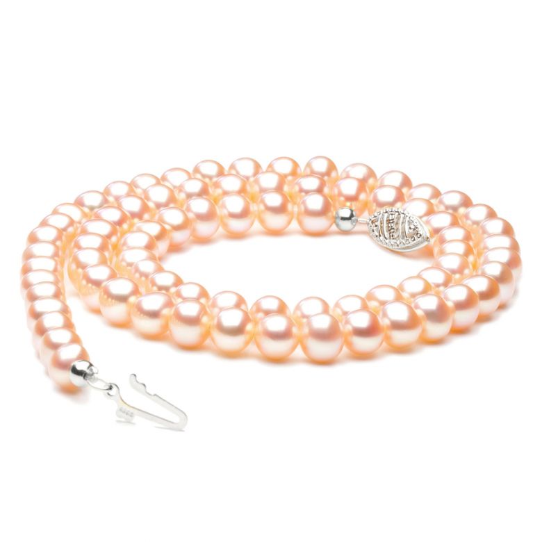Collier perles eau douce roses - 5/5.5mm - AAA or blanc - 5