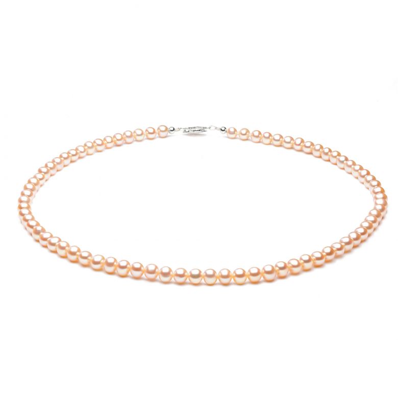 Collier perles eau douce roses - 5/5.5mm - AAA or blanc - 6