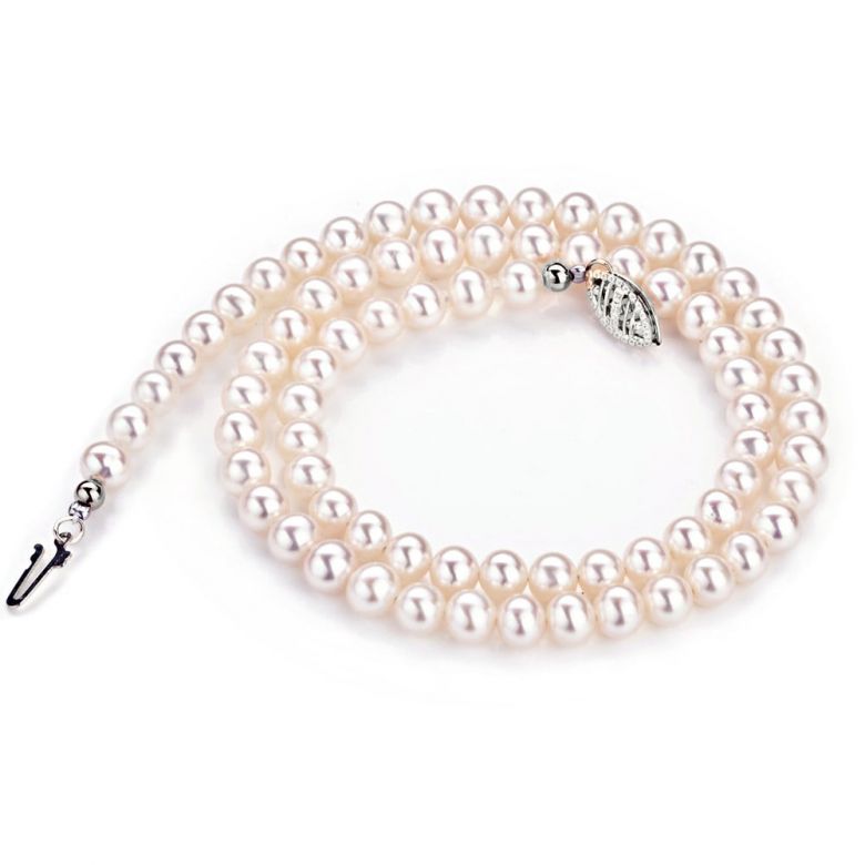 Collier perles de culture blanches Mariage 5/5.5mm, AA+ or blanc - 2