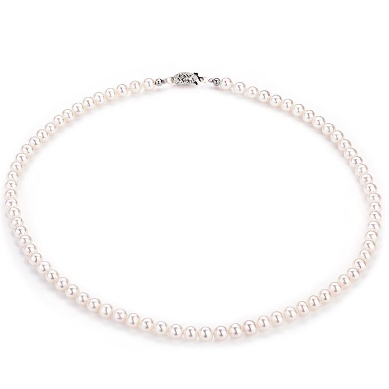 Collier perles de culture blanches Mariage 5/5.5mm, AA+ or blanc - 3