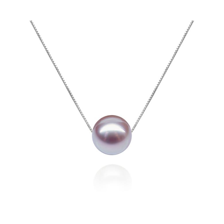 Collier Douceur perlée. Perle lavande 10/10.5 mm, Chaîne or blanc - 1