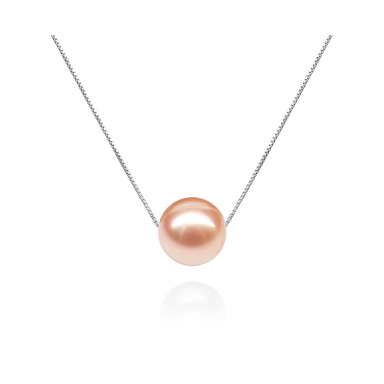Collier pendentif perle blanche - Chaine or blanc - 5