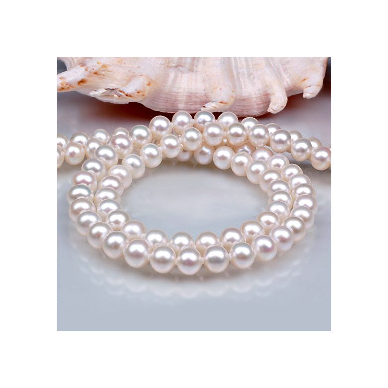 Collier perles 2 rangs - Collier perles mariage - 6.5/7mm or jaune - 6
