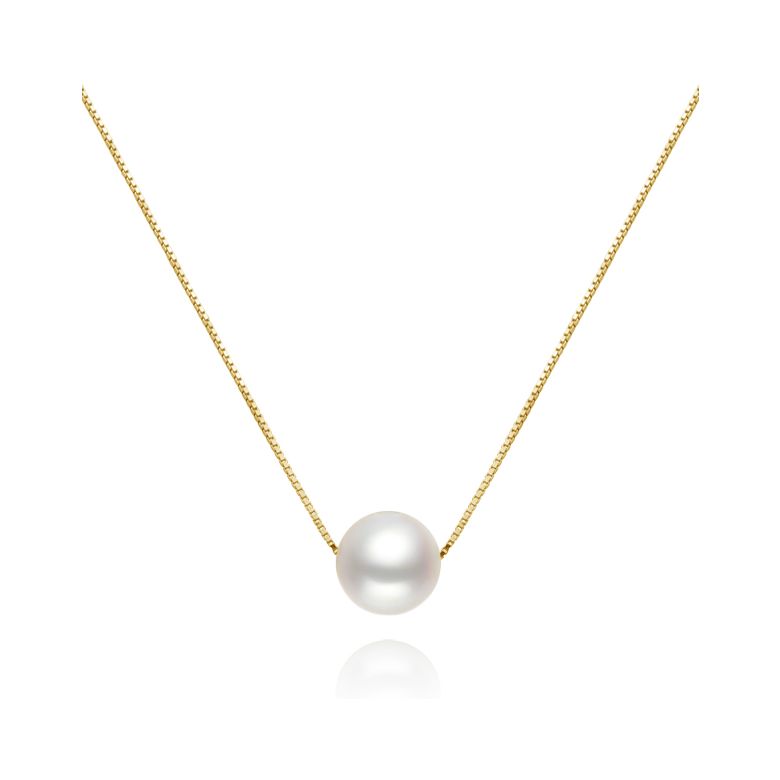 Collier pendentif perle blanche 8.5/9mm - Chaine or jaune - 1