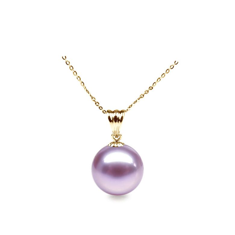 Collier une perle blanche. Pendentif or jaune - 6