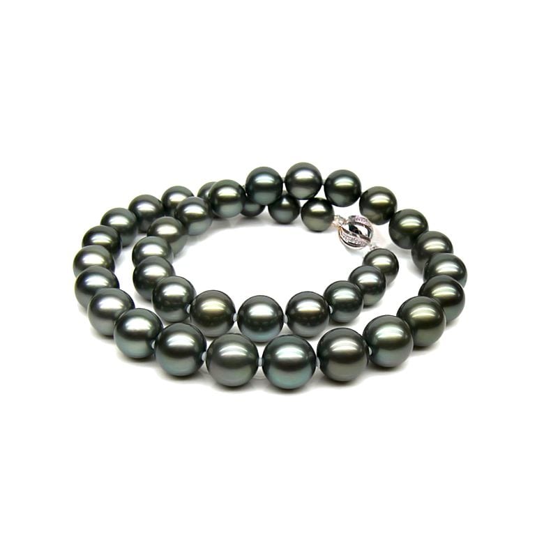 Collier perles de culture Tahiti grises foncées et bronzes - 9/11mm - 1