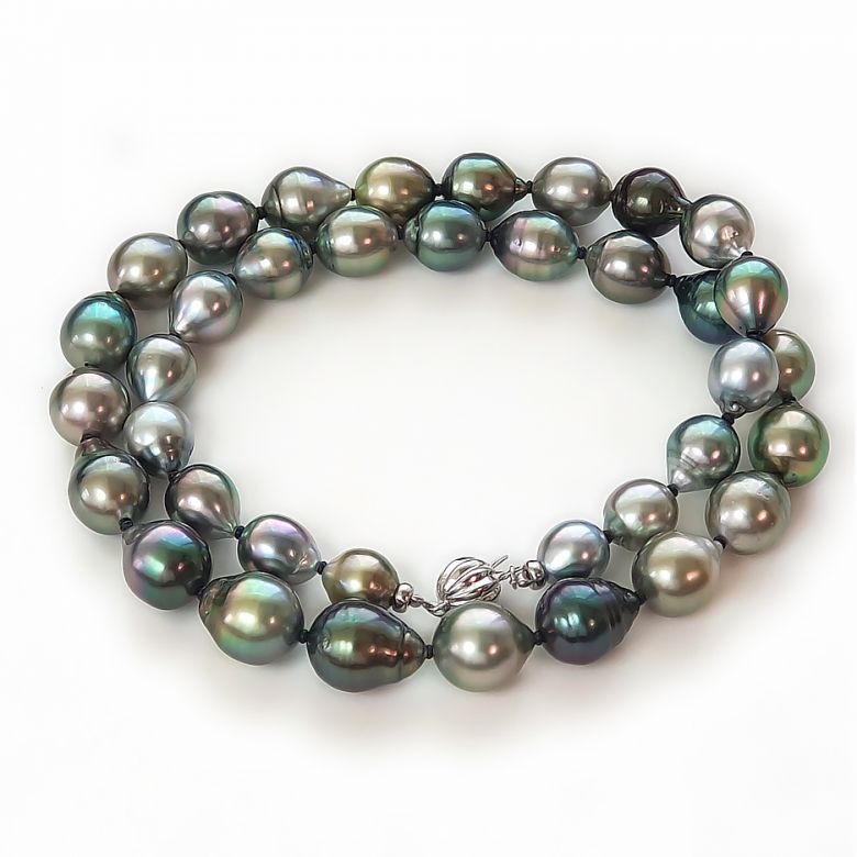 Collier Moana - Sautoir perles de Tahiti baroques multicolores - 1