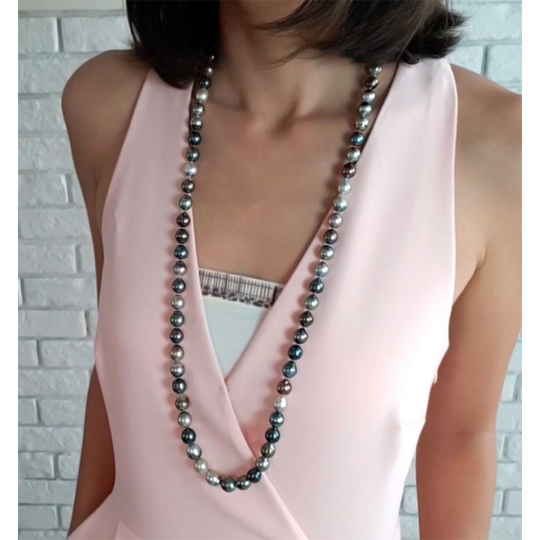 Collier Moana - Sautoir perles de Tahiti baroques multicolores - 4