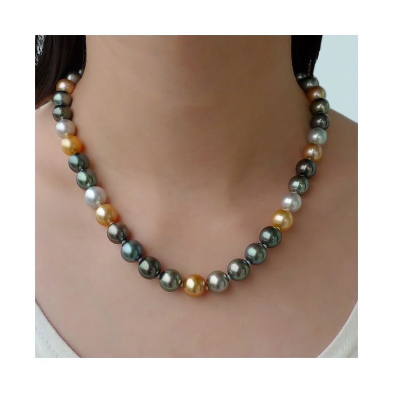 Collier perles multicolores des mers du sud - 9/10.5mm - AAA - 2